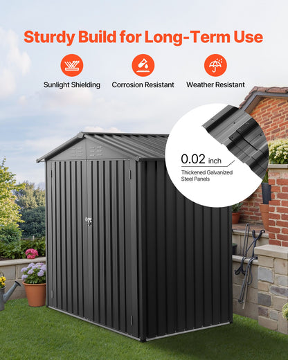 1860 x 1210 x 1841 mm Metal Garden Shed, Outdoor Storage Shed with Lockable Doors & 4 Louver Vents, Peak Roof Metal Sheds Outdoors Storage, Storaged Sheds for Backyard, Garden, Patio