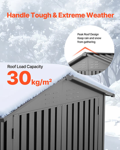 1860 x 1210 x 1841 mm Metal Garden Shed, Outdoor Storage Shed with Lockable Doors & 4 Louver Vents, Peak Roof Metal Sheds Outdoors Storage, Storaged Sheds for Backyard, Garden, Patio