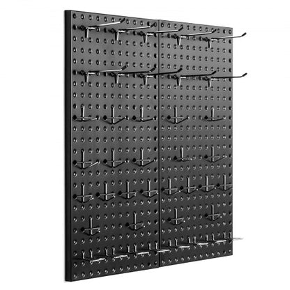 Metal Pegboard Panels, 24" x 12" Pegboard, 2 Panels, Heavy Duty Peg Board Wall Organizer with Accessories, for Living Room Garage Tool Storage Office Organization Craft Room Kitchen Home, Black