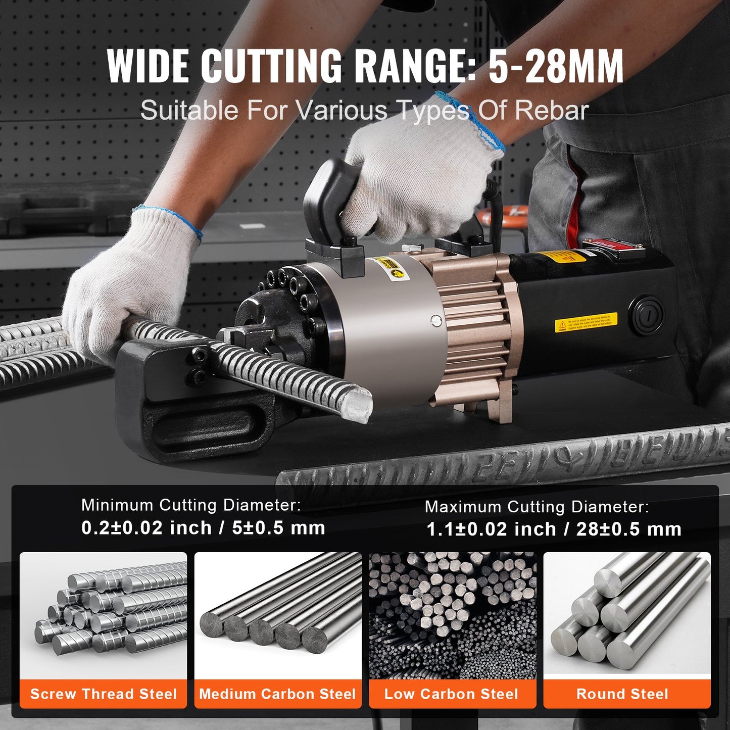 Electric Hydraulic Rebar Cutter, 2000W Portable Rebar Cutter, Cutting up to 1.1 Inch (5-28mm) Rebar within 4 Seconds, High Power Steel Rebar Cutter with Oil Can Rich Accessories,Black BC-300