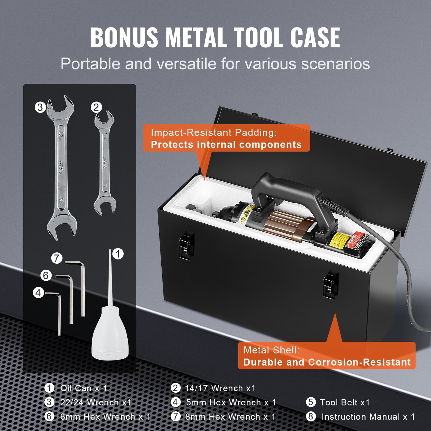 Elektrisk hydraulisk armeringsskärare, 1500W bärbar armeringsskärare, skär upp till 7/8 tum #7 4-22 mm armeringsjärn inom 2,5 sekunder, högpresterande stålarmeringsskärare med oljekanna och tillbehör, svart RC-22