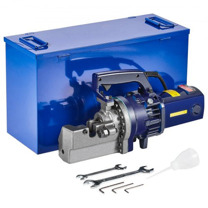 Electric Hydraulic Rebar Cutter, 1700W Portable Rebar Cutter, Cutting up to 1 Inch #8 (5-25mm) Rebar within 4 Seconds, High Power Steel Rebar Cutter w/ Tool Case Oil Can,Black Blue RC-25