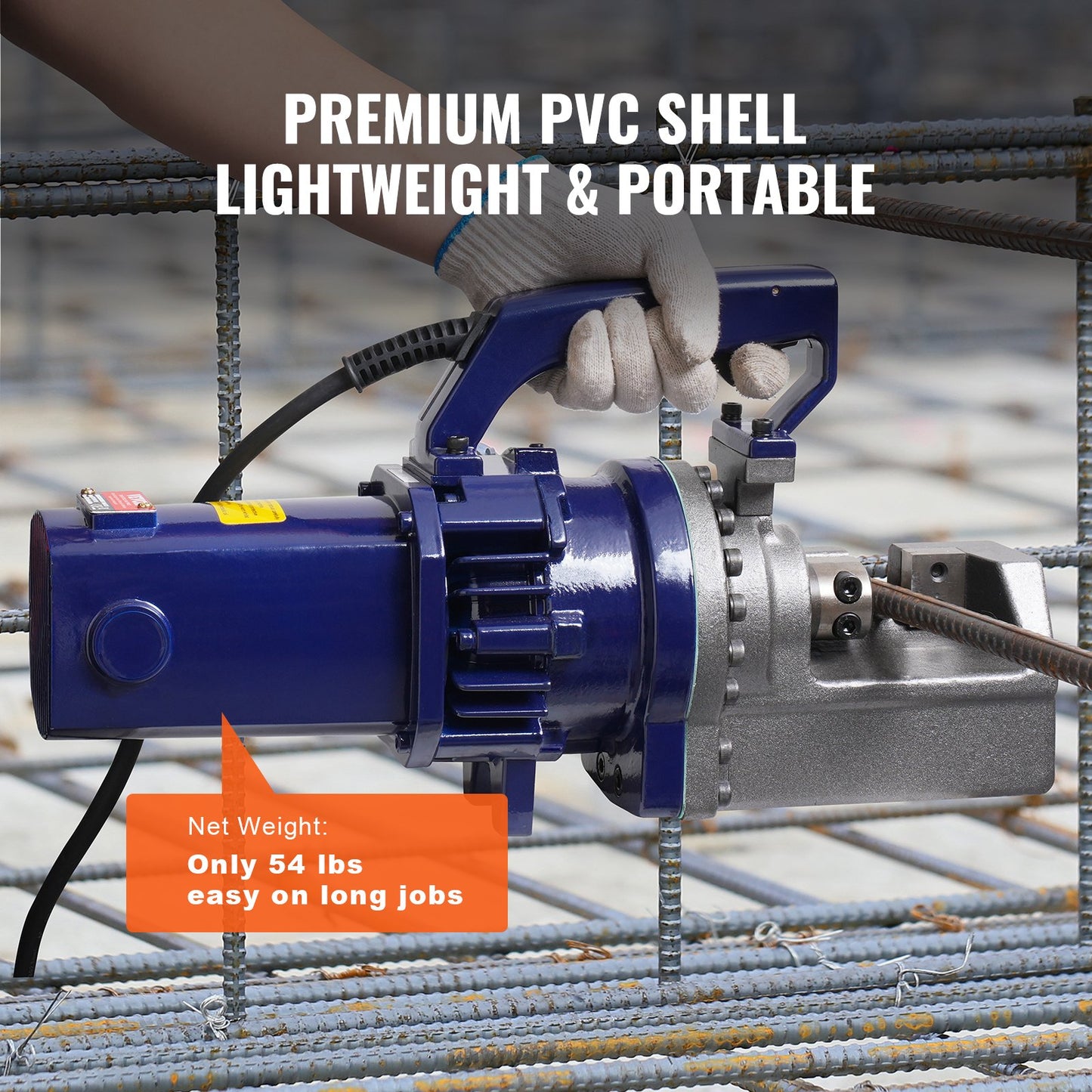 Electric Hydraulic Rebar Cutter, 1700W Portable Rebar Cutter, Cutting up to 1 Inch #8 (5-25mm) Rebar within 4 Seconds, High Power Steel Rebar Cutter w/ Tool Case Oil Can,Black Blue RC-25