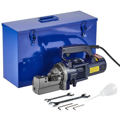 Electric Hydraulic Rebar Cutter, 1350W Portable Rebar Cutter, Cutting up to 7/8 Inch #7 (4-22mm) Rebar within 3.5 Seconds, High Power Steel Rebar Cutter w/ Tool Case Oil Can,Black Blue RC-22