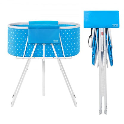 Bärbart hundbadkar, upphöjd och hopfällbart, platsbesparande husdjursduschstation med snabb dränering, badkar för tvätt och pälsvård av små och medelstora hundar och katter inomhus och utomhus, ljusblå
