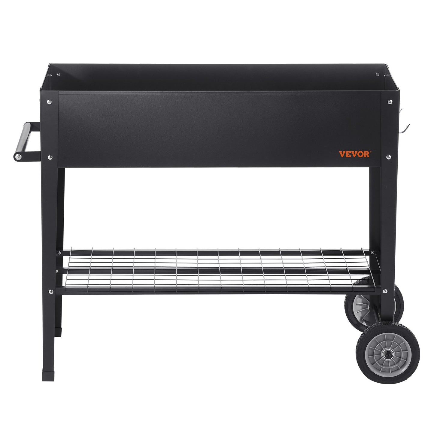 Upphöjd trädgårdsbädd, 102 x 49 x 89 cm galvaniserad metallplanteringslåda, upphöjda utomhusplanteringslådor med ben, för odling av blommor/grönsaker/örter i trädgården/uteplatsen/balkongen, svart