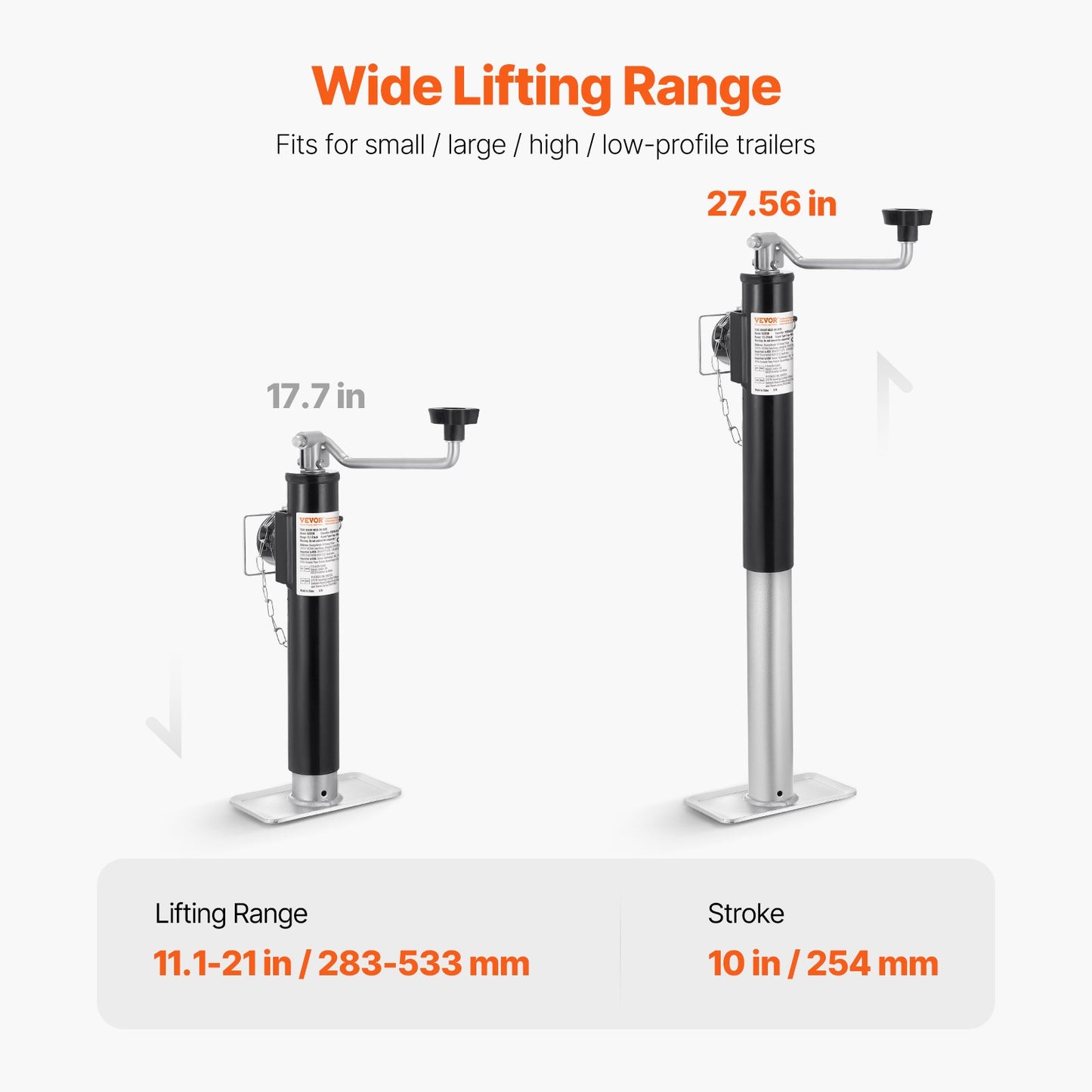 Trailer Jack, 2000 lbs Dynamic Load Capacity, Weld-on Pipe-Mount Swivel Trailer Jack, 10" Lift Trailer Jack Stand with Handle for RV Trailer, Horse Trailer, Utility Trailer, and Yacht Trailer