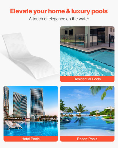 In-Pool Lounge Chairs, Set of 2 Chaise Lounger, Inside Pool Lounge Chairs for up to 5" Water Depths, Fixed in Pools & Floating on Water, Suitable for All Pool Types, Poolside & Sun Deck Tanning