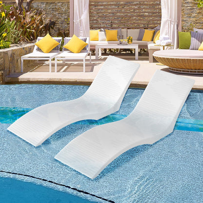 In-Pool Lounge Chairs, Set of 2 Chaise Lounger, Inside Pool Lounge Chairs for up to 5" Water Depths, Fixed in Pools & Floating on Water, Suitable for All Pool Types, Poolside & Sun Deck Tanning
