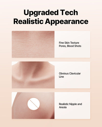 Silicone Breastplate, C-Cup High Neckline Fake Breasts for Crossdressers, Realistic Silicone-Filled Fake Boobs Breast Forms for Transgender Cosplay Drag Queen, Ivory