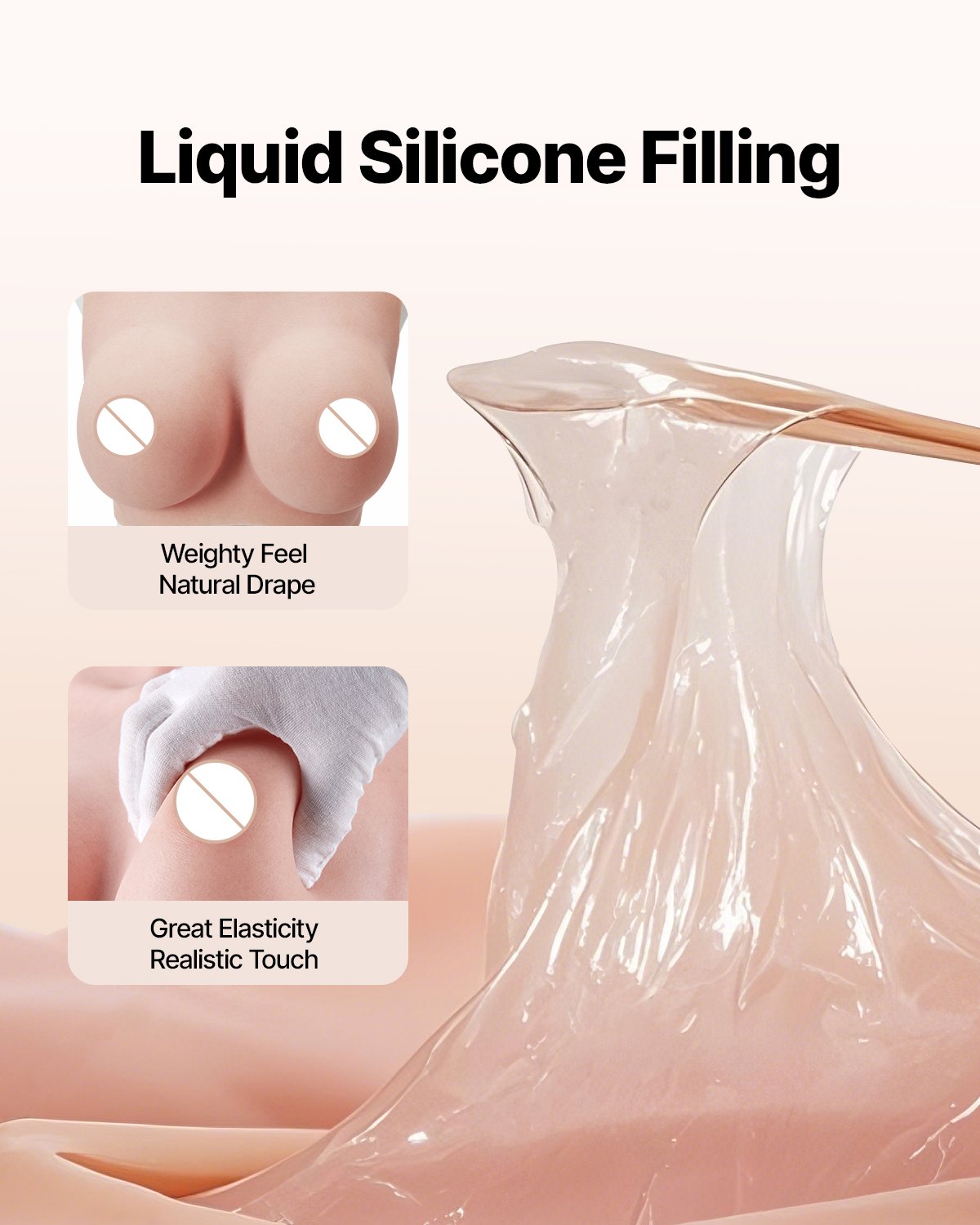 Silicone Breastplate, C-Cup High Neckline Fake Breasts for Crossdressers, Realistic Silicone-Filled Fake Boobs Breast Forms for Transgender Cosplay Drag Queen, Ivory