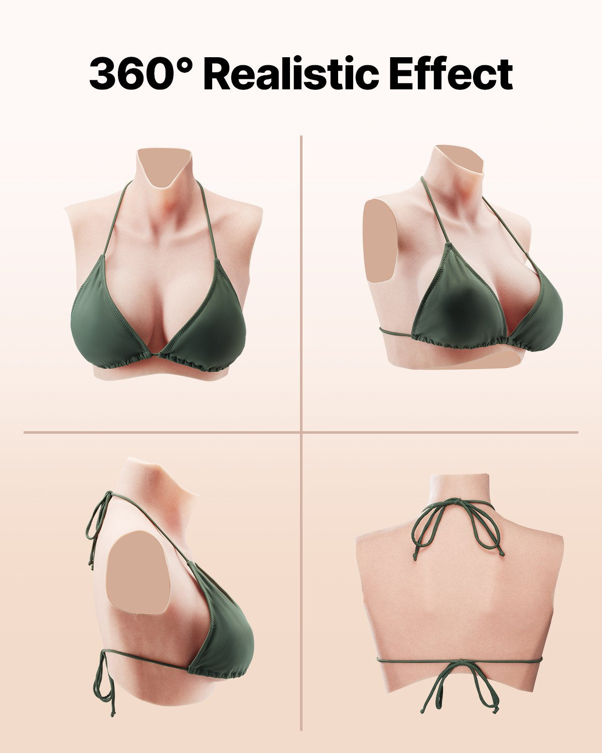 Silicone Breastplate, C-Cup High Neckline Fake Breasts for Crossdressers, Realistic Silicone-Filled Fake Boobs Breast Forms for Transgender Cosplay Drag Queen, Ivory