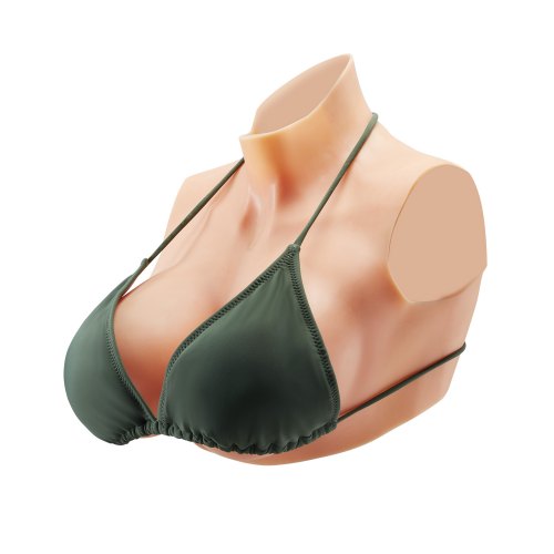 Silicone Breastplate, E-Cup High Neckline Fake Breasts for Crossdressers, Realistic Silicone-Filled Fake Boobs Breast Forms for Transgender Cosplay Drag Queen, Ivory