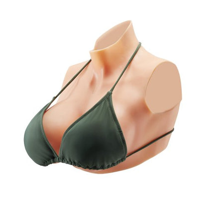 Silicone Breastplate, E-Cup High Neckline Fake Breasts for Crossdressers, Realistic Silicone-Filled Fake Boobs Breast Forms for Transgender Cosplay Drag Queen, Ivory
