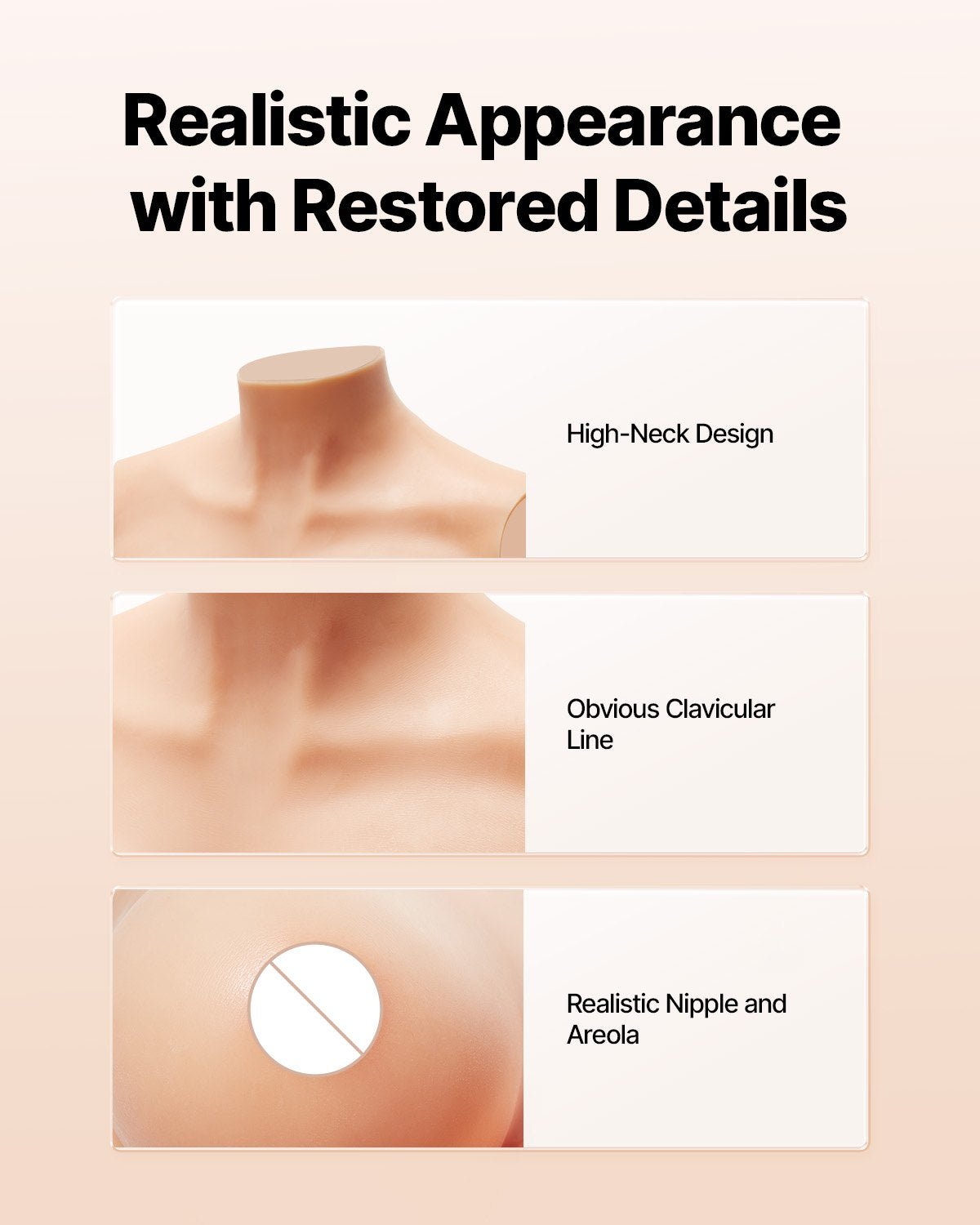 Silicone Breastplate, E-Cup High Neckline Fake Breasts for Crossdressers, Realistic Silicone-Filled Fake Boobs Breast Forms for Transgender Cosplay Drag Queen, Ivory