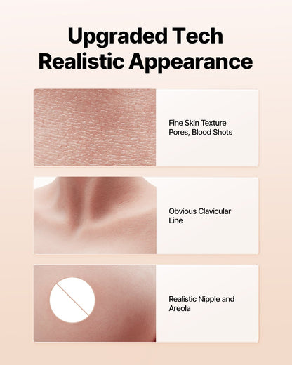 Silicone Breastplate, K Sized High Neckline Fake Breasts for Crossdressers, Realistic Silicone-Filled Fake Boobs Breast Forms for Transgender Cosplay Drag Queen, Ivory