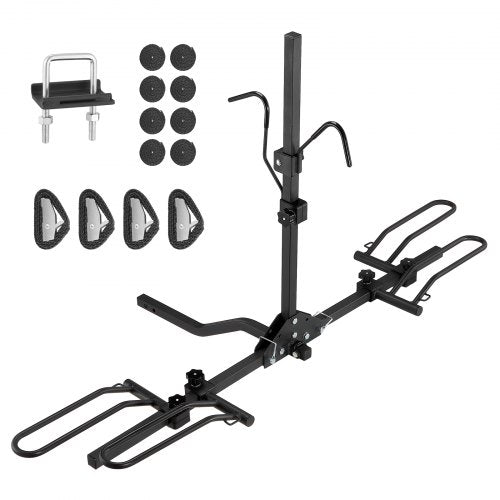 Hitch Mount Bike Rack, 2-Bike Platform Style, 80 LBS Max Capacity Bike Rack Hitch for 1.25-/2-inch Receiver, Titling and Folding Bike Carrier with Tires up to 2.4" Wide, for Car, SUV, Truck, RV