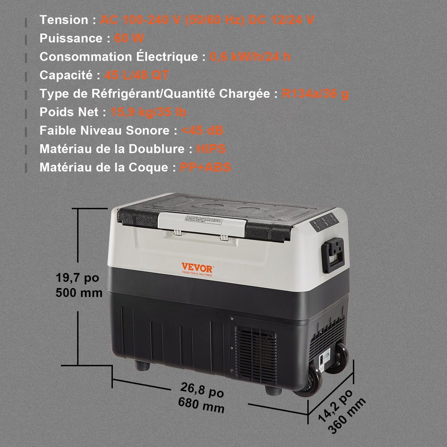 Portable Car Refrigerator Freezer Compressor 45.4 L Dual Zone for Car Home