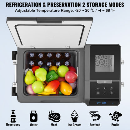 Portable Car Refrigerator, with Ice Making Function, 12 Volt Car Refrigerator Fridge, 35 L Single Zone Portable Freezer, -4℉-68℉ Adjustable Temperature, with Casters for Camping, Car, RV