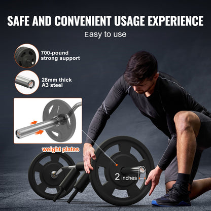 Safety Squat Bar, 700 LBS Fitness Squat Bar, Safety Squat Bar Attachment with Shoulder and Arm Pads, 28mm Diameter Weight Bar, Ideal for Front Squats, Lunges, Rehab, Physical Therapy