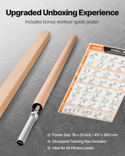 1,8 m skivstång, passar 5 cm viktskivor, förkromad skivstång med räfflat grepp för styrketräning, tyngdlyftning, knäböj, marklyft, bänkpress, curl, overheadpress, 227 kg kapacitet