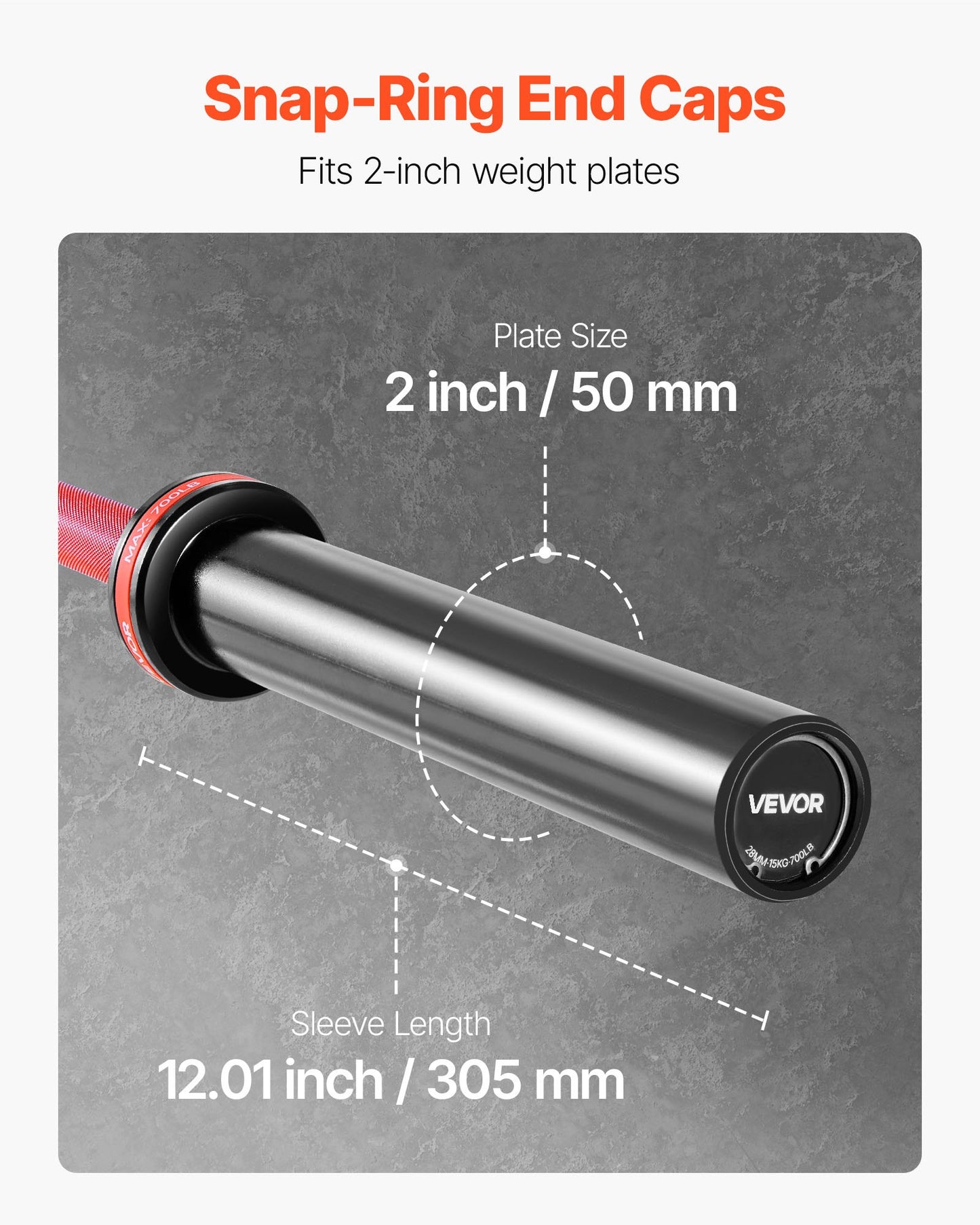 180cm Barbell Bar, Fit 2-Inch Weight Plates, Barbell Bar with Knurled Grip for Strength Training, Weightlifting, Squat, Deadlift, Bench Press, Curl, Overhead Press, 700lbs/317kg Capacity