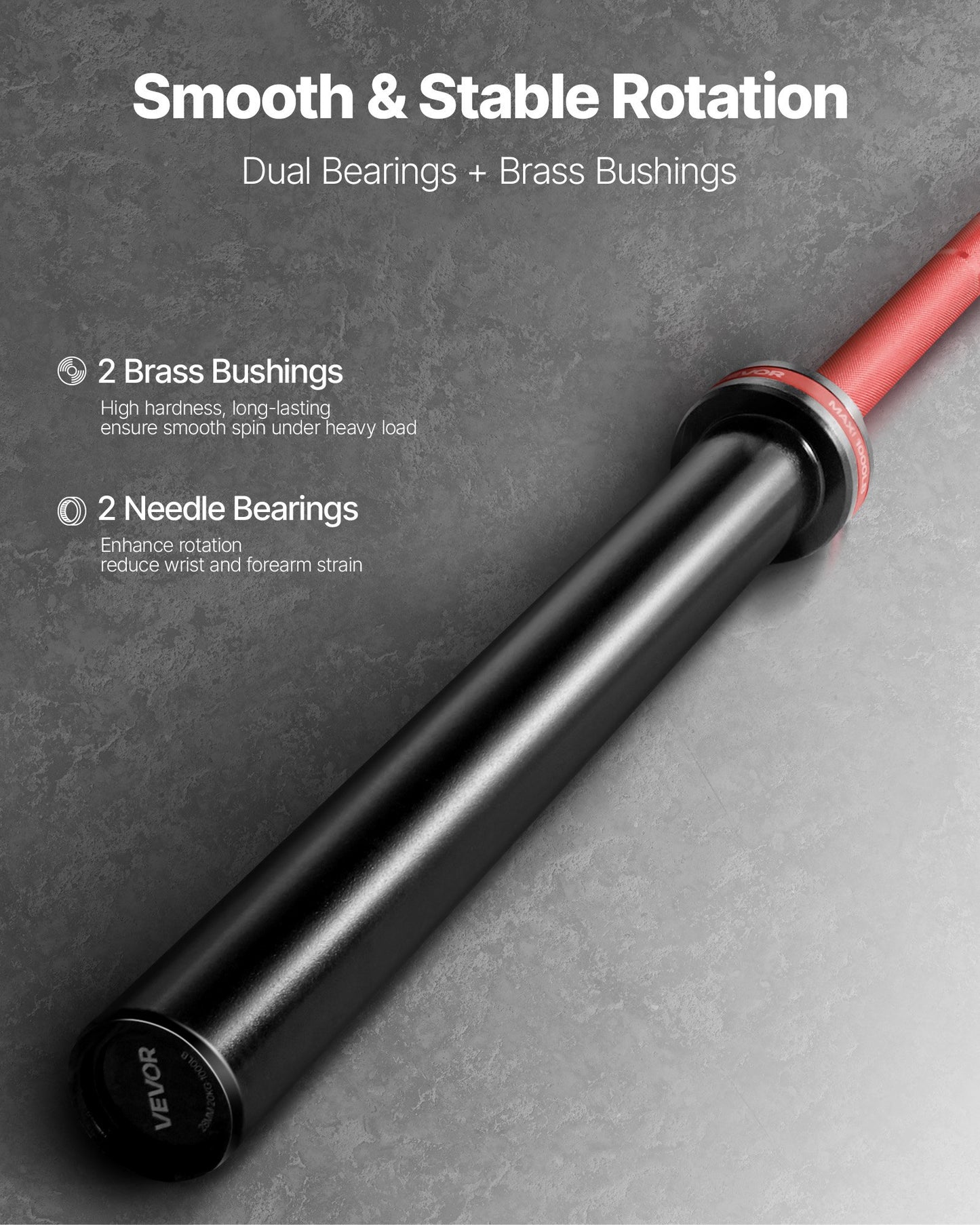 220cm Barbell Bar, Fit 2-Inch Weight Plates, Barbell Bar with Knurled Grip for Strength Training, Weightlifting, Squat, Deadlift, Bench Press, Curl, Overhead Press, 1000lbs/453kg Capacity