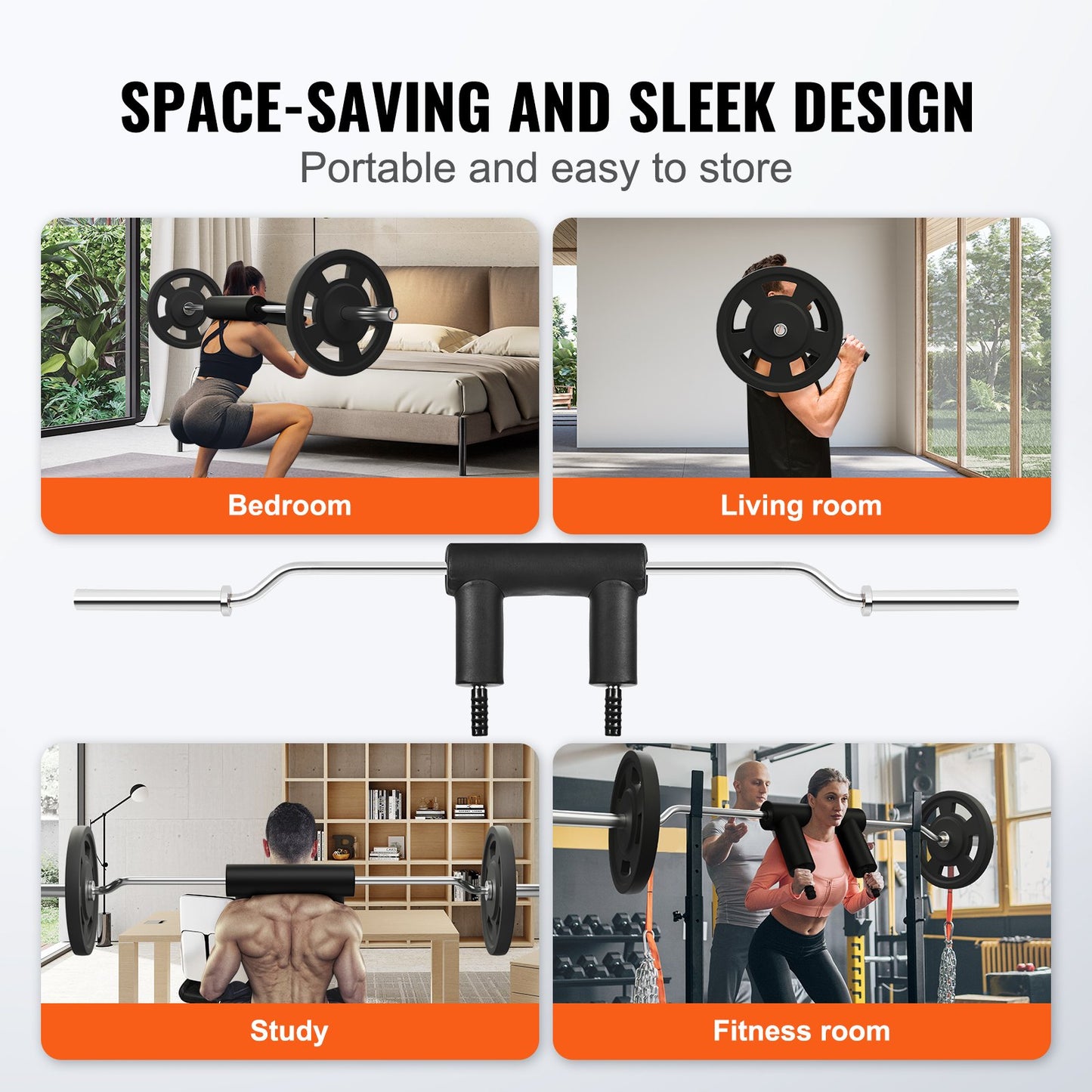 Säker knäböjsstång, 1 500 pund fitnessknäböjsstång, säkerhetsfäste för knäböj med axel- och armstöd, viktstång med 32 mm diameter, idealisk för knäböj framtill, utfall, rehabilitering, sjukgymnastik