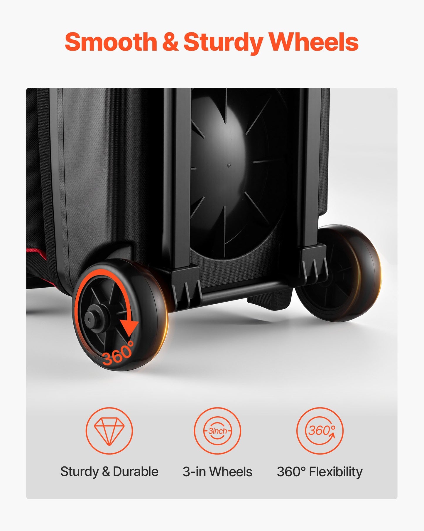 Bowlingväska, bowlingväska för 3 bollar med dubbel hjul, separat fack för skor (upp till US-storlek 16) och extra stor tillbehörsficka, utdragbart handtag som kan förlängas till 1050 mm