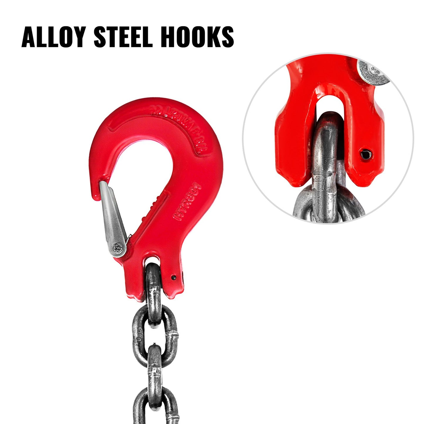 Chain Sling, 5/16 inch x 3.3 ft Lifting Chains with Hooks, G80 Engine Chain Hoist Lifts, 11000 lbs/5 Ton Capacity Lifting Sling Chains for Engine Hoist, Engine Lift Chain with 4 Leg Grab Hooks