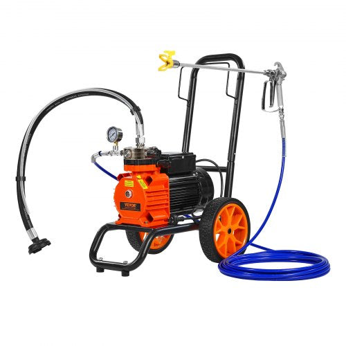 Diaphragm Airless Paint Sprayer, 1100 W Efficiency Cart Airless Paint Sprayer, 2000 psi High Pressure Paint Airless Sprayer, with Extension Bar, for Home Interior and Exterior Spraying
