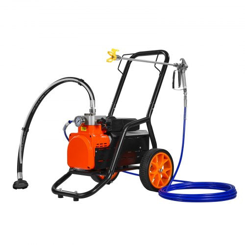 Diaphragm Airless Paint Sprayer, 1700 W Efficiency Cart Airless Paint Sprayer, 3000 psi High Pressure Paint Airless Sprayer, with Extension Bar, for Home Interior and Exterior Spraying