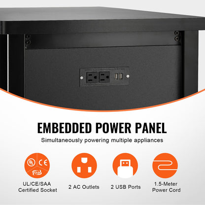 Akvariestativ, 240 liters akvariestativ, 132 x 59 x 81 cm stål- och MDF-sköldpaddsstativ, 280 kg lastkapacitet, reptilakvariestativ med förvaringsskåp och inbyggd strömpanel, svart