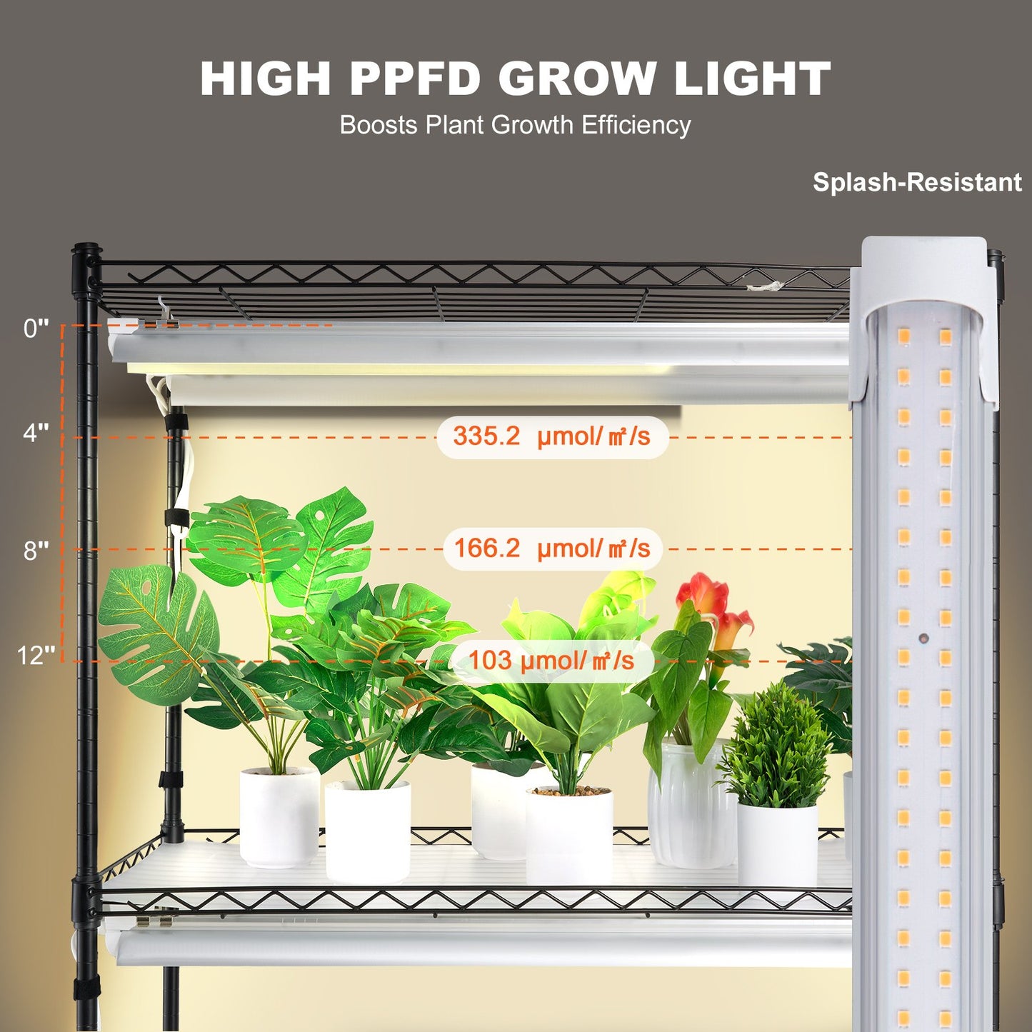 Plant Stand with Grow Light, 4 Tiers, 180W Indoor Grow Light Shelf 3 Spectrum Lights Modes Metal Plant Shelf with Timer Garden Plant Grow Rack for Seed Starting 35.4" L x 13.8" W x 59.1" H