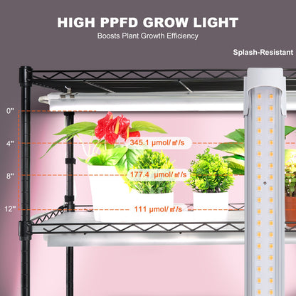 Plant Stand with Grow Light, 6 Tiers, 150W Indoor Grow Light Shelf 3 Spectrum Lights Modes Metal Plant Shelf with Timer Garden Plant Grow Rack for Seed Starting 35.4" L x 13.8" W x 70.9" H