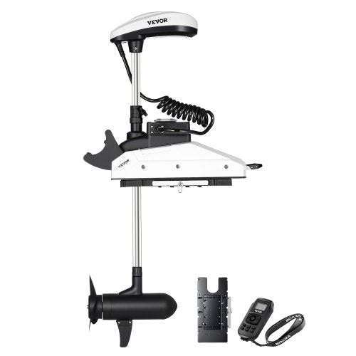 Elektrisk trollingmotor, 12V 55lbs dragkraft med GPS, 10-växlad bogmonterad utombordsmotor för saltvatten, fjärrkontroll och LCD-batteriindikator, för kajaker, fiskebåtar, 54-tums axel