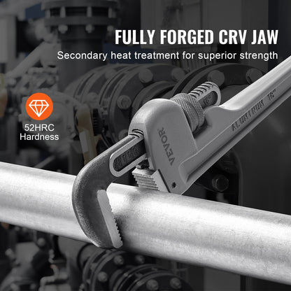 3-delad rörtängersats, 10" 14" 18" rak rörtänger i aluminium, justerbar VVS-nyckel, med höghållfast käft och ergonomiskt handtag, upphängbar design, för vattenrör, bilreparationer