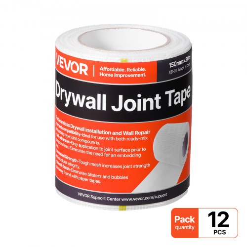 Drywall Mesh Tape, 150mm W x 30m L Self-Adhesive Fiberglass Drywall Joint Tape, 12 Rolls Dry Wall Patch for Easy Sheetrock Ceiling Crack Repair, to Achieve Smooth Even Wall Surface