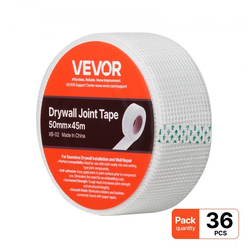 Drywall Mesh Tape, 50mm W x 45m L Self-Adhesive Fiberglass Drywall Joint Tape, 36 Rolls Dry Wall Patch for Easy Sheetrock Ceiling Crack Repair, to Achieve Smooth Even Wall Surface