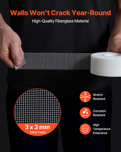 Drywall Mesh Tape, 50mm W x 45m L Self-Adhesive Fiberglass Drywall Joint Tape, 36 Rolls Dry Wall Patch for Easy Sheetrock Ceiling Crack Repair, to Achieve Smooth Even Wall Surface