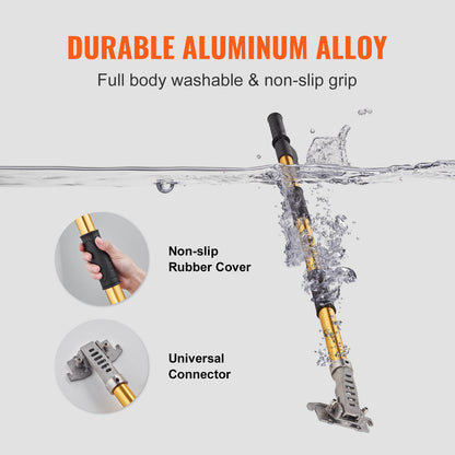 Platt lådhandtag för gipsskivor, 101,6-1950,7 cm, förlängningshandtag i anodiserad aluminium, justerbart i 5 sektioner, halkfritt grepp och 360° målning för gipsskivor, väggskivor och gipsskivor