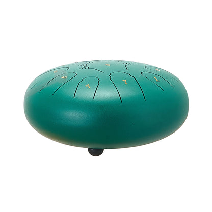 Ståltungtrumma, 25,4 cm 11-noters regntrumma för trädgården, C-dur musiktrummor med notbok och klubbor, slagverksinstrument för meditation, yoga, nybörjare, musikalisk utbildning, grön