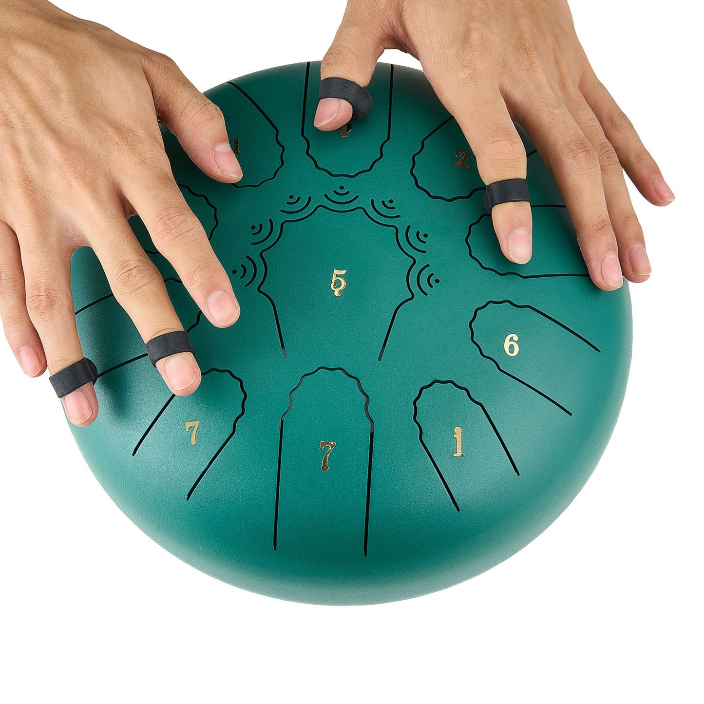 Ståltungtrumma, 25,4 cm 11-noters regntrumma för trädgården, C-dur musiktrummor med notbok och klubbor, slagverksinstrument för meditation, yoga, nybörjare, musikalisk utbildning, grön