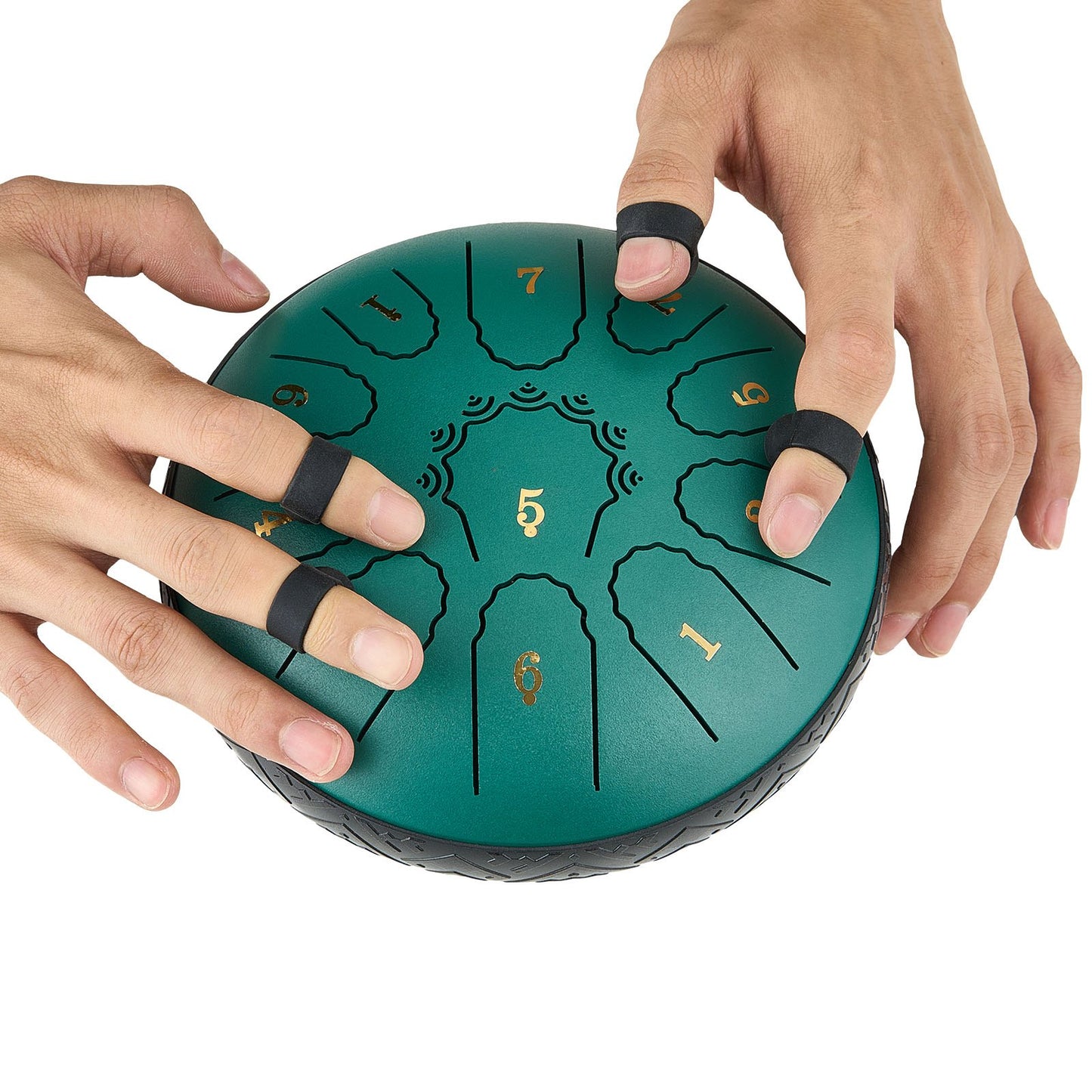 Ståltungtrumma, 16,5 cm 11-noters regntrumma för utomhusträdgård, D-dur musiktrummor med notbok och klubbor, slagverksinstrument för meditation, yoga, nybörjare, musikalisk utbildning, grön