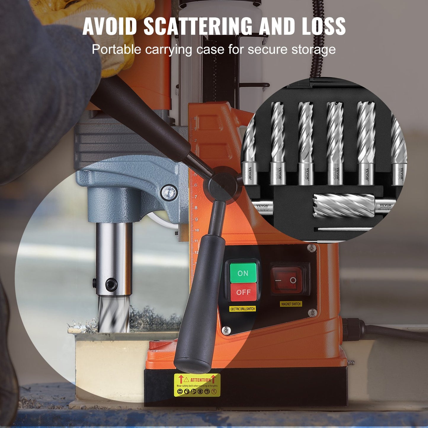 Annular Cutter Set, 13 pcs Weldon Shank Mag Drill Bits, 5.1 cm Cutting Depth, 1.1 to 1-2.7 cm Cutting Diameter, M2AL HSS, with 2 Pilot Pins, Hex Wrench and Portable Case, for Using with Magnetic Dr