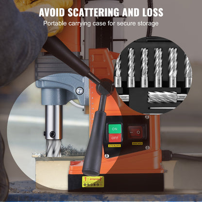 Annular Cutter Set, 13 pcs Weldon Shank Mag Drill Bits, 5.1 cm Cutting Depth, 1.1 to 1-2.7 cm Cutting Diameter, M2AL HSS, with 2 Pilot Pins, Hex Wrench and Portable Case, for Using with Magnetic Dr