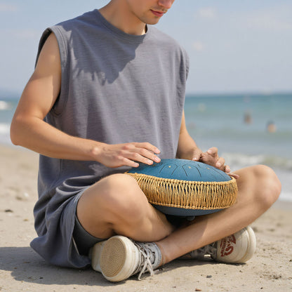 Ståltungtrumma, 30,5 cm 13-noters regntrumma för trädgården, C-dur-trummor med notbok och klubbor, slagverksinstrument för meditation, yoga, nybörjare, musikalisk utbildning, marinblå