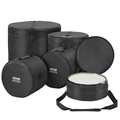 5-Piece Drum Bag Set, 1680D Oxford Fabric, Padded Drum Bags and Cases with 4.92 ft Detachable Shoulder Strap Carry Handles Foldable Design, for 22'' Kick 12'' Tom 13'' Tom 16'' Tom 14'' Snare