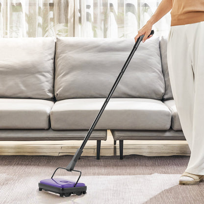 Manuell mattsopmaskin, golvsopmaskin med 300 ml soptunnekapacitet, lätt att tömma, 17 cm rengöringsbredd för hemmakontorsmattor, djurhårsdamm, lila