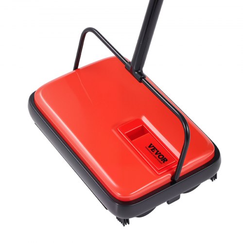 Carpet Sweeper Manual, Floor Sweeper with 300 ml Dustbin Capacity Easy to Empty, 17 cm Cleaning Width for Home Office Carpets Pet Hair Dust, Red